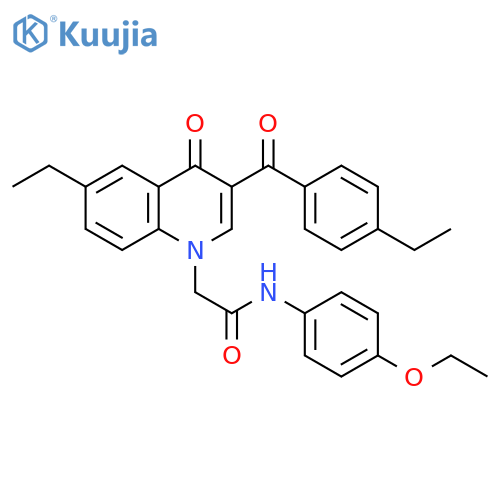 N-(4-ethoxyphenyl)-2-6-ethyl-3-(4-ethylbenzoyl)-4-oxo-1,4-dihydroquinolin-1-ylacetamide structure