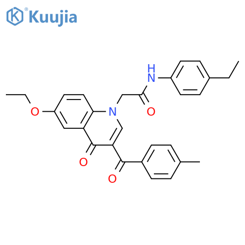 2-6-ethoxy-3-(4-methylbenzoyl)-4-oxo-1,4-dihydroquinolin-1-yl-N-(4-ethylphenyl)acetamide structure