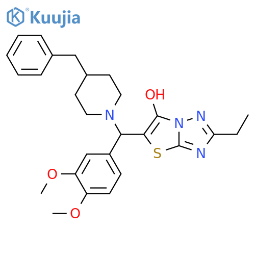 5-(4-benzylpiperidin-1-yl)(3,4-dimethoxyphenyl)methyl-2-ethyl-1,2,4triazolo3,2-b1,3thiazol-6-ol structure