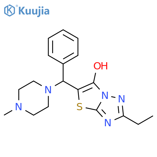 2-ethyl-5-(4-methylpiperazin-1-yl)(phenyl)methyl-1,2,4triazolo3,2-b1,3thiazol-6-ol structure