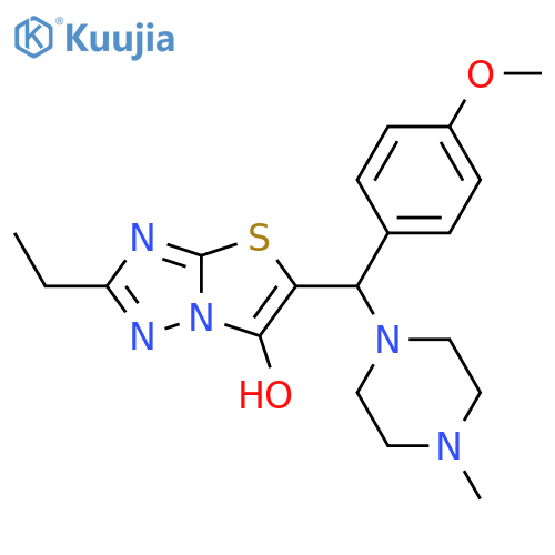 2-ethyl-5-(4-methoxyphenyl)(4-methylpiperazin-1-yl)methyl-1,2,4triazolo3,2-b1,3thiazol-6-ol structure
