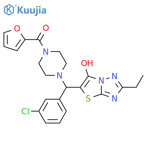 5-(3-chlorophenyl)4-(furan-2-carbonyl)piperazin-1-ylmethyl-2-ethyl-1,2,4triazolo3,2-b1,3thiazol-6-ol structure