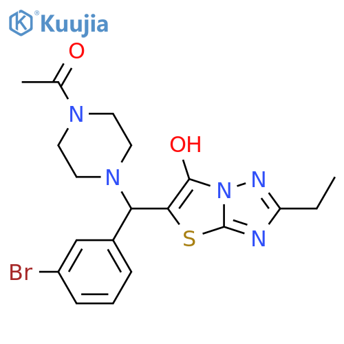 1-{4-(3-bromophenyl)({2-ethyl-6-hydroxy-1,2,4triazolo3,2-b1,3thiazol-5-yl})methylpiperazin-1-yl}ethan-1-one structure