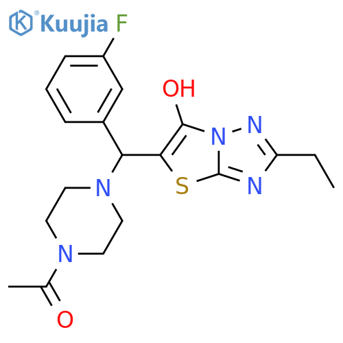 1-4-({2-ethyl-6-hydroxy-1,2,4triazolo3,2-b1,3thiazol-5-yl}(3-fluorophenyl)methyl)piperazin-1-ylethan-1-one structure