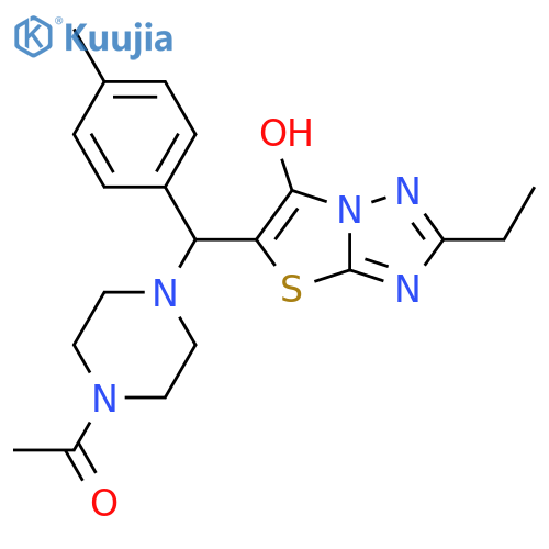 1-4-({2-ethyl-6-hydroxy-1,2,4triazolo3,2-b1,3thiazol-5-yl}(4-methylphenyl)methyl)piperazin-1-ylethan-1-one structure