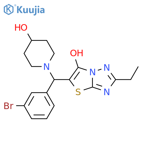 1-(3-bromophenyl)({2-ethyl-6-hydroxy-1,2,4triazolo3,2-b1,3thiazol-5-yl})methylpiperidin-4-ol structure