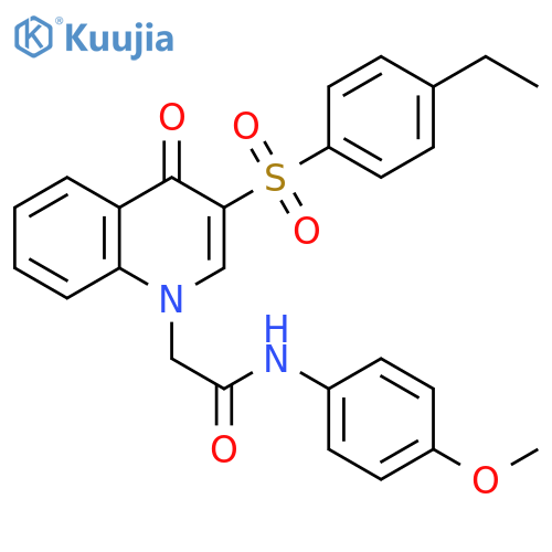 2-3-(4-ethylbenzenesulfonyl)-4-oxo-1,4-dihydroquinolin-1-yl-N-(4-methoxyphenyl)acetamide structure