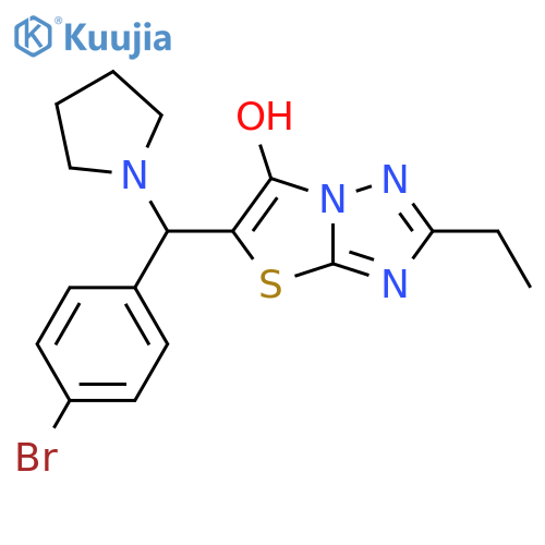 5-(4-bromophenyl)(pyrrolidin-1-yl)methyl-2-ethyl-1,2,4triazolo3,2-b1,3thiazol-6-ol structure