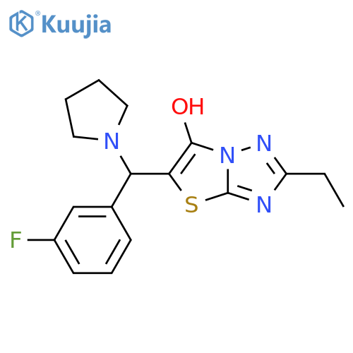 2-ethyl-5-(3-fluorophenyl)(pyrrolidin-1-yl)methyl-1,2,4triazolo3,2-b1,3thiazol-6-ol structure