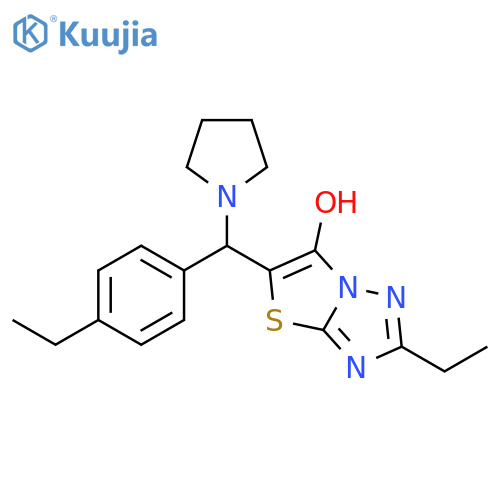 2-ethyl-5-(4-ethylphenyl)(pyrrolidin-1-yl)methyl-1,2,4triazolo3,2-b1,3thiazol-6-ol structure