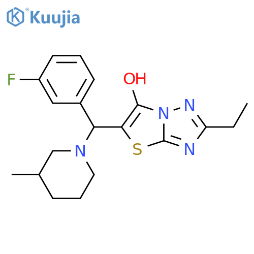 2-ethyl-5-(3-fluorophenyl)(3-methylpiperidin-1-yl)methyl-1,2,4triazolo3,2-b1,3thiazol-6-ol structure