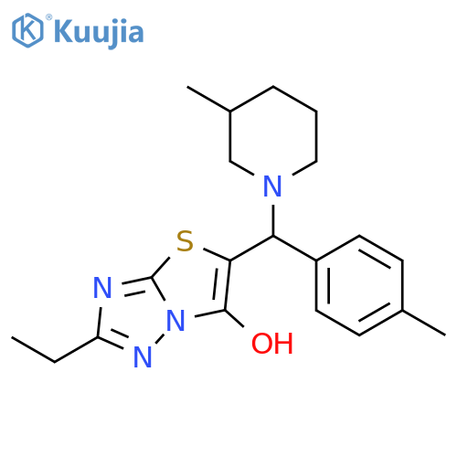 2-ethyl-5-(4-methylphenyl)(3-methylpiperidin-1-yl)methyl-1,2,4triazolo3,2-b1,3thiazol-6-ol structure
