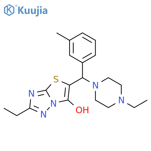2-ethyl-5-(4-ethylpiperazin-1-yl)(3-methylphenyl)methyl-1,2,4triazolo3,2-b1,3thiazol-6-ol structure