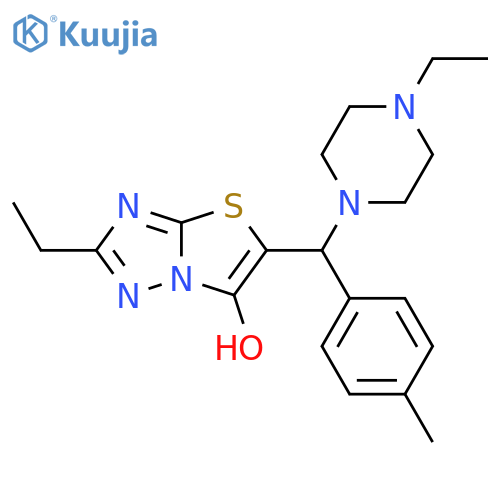 2-ethyl-5-(4-ethylpiperazin-1-yl)(4-methylphenyl)methyl-1,2,4triazolo3,2-b1,3thiazol-6-ol structure