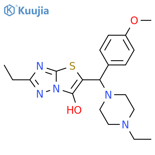 2-ethyl-5-(4-ethylpiperazin-1-yl)(4-methoxyphenyl)methyl-1,2,4triazolo3,2-b1,3thiazol-6-ol structure