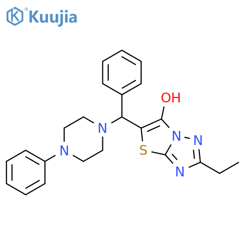 2-ethyl-5-phenyl(4-phenylpiperazin-1-yl)methyl-1,2,4triazolo3,2-b1,3thiazol-6-ol structure