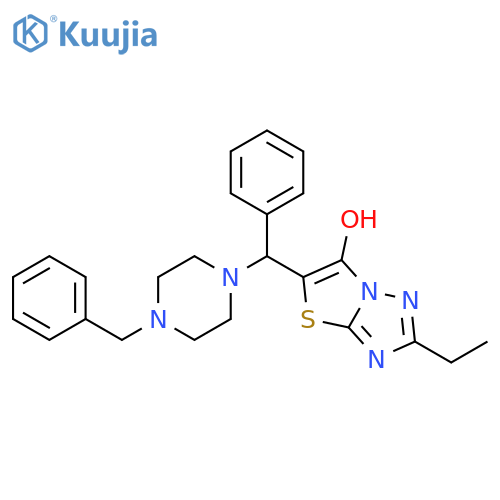 5-(4-benzylpiperazin-1-yl)(phenyl)methyl-2-ethyl-1,2,4triazolo3,2-b1,3thiazol-6-ol structure