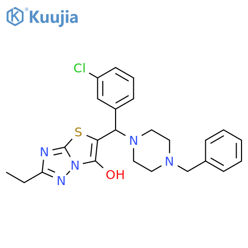 5-(4-benzylpiperazin-1-yl)(3-chlorophenyl)methyl-2-ethyl-1,2,4triazolo3,2-b1,3thiazol-6-ol structure