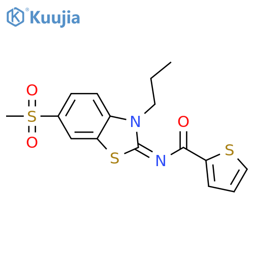 N-(2Z)-6-methanesulfonyl-3-propyl-2,3-dihydro-1,3-benzothiazol-2-ylidenethiophene-2-carboxamide structure