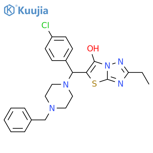 5-(4-benzylpiperazin-1-yl)(4-chlorophenyl)methyl-2-ethyl-1,2,4triazolo3,2-b1,3thiazol-6-ol structure