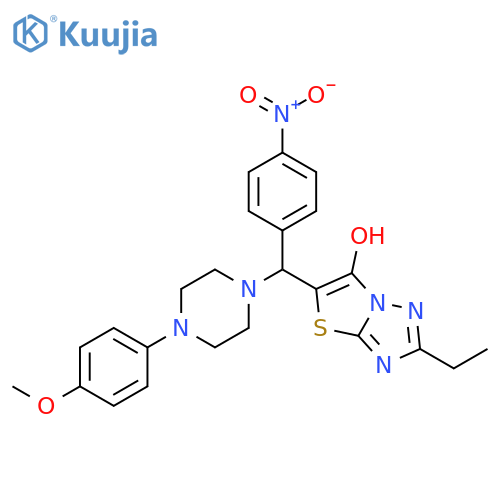 2-ethyl-5-{4-(4-methoxyphenyl)piperazin-1-yl(4-nitrophenyl)methyl}-1,2,4triazolo3,2-b1,3thiazol-6-ol structure