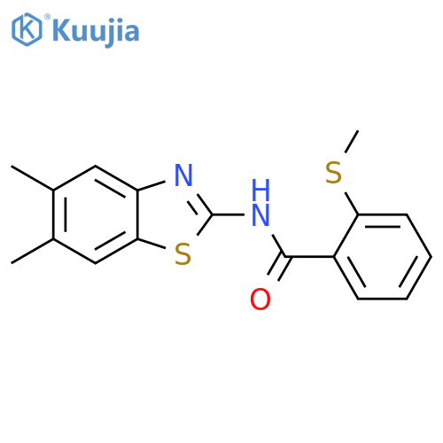 N-(5,6-dimethyl-1,3-benzothiazol-2-yl)-2-(methylsulfanyl)benzamide structure