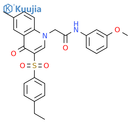 2-3-(4-ethylbenzenesulfonyl)-6-methyl-4-oxo-1,4-dihydroquinolin-1-yl-N-(3-methoxyphenyl)acetamide structure