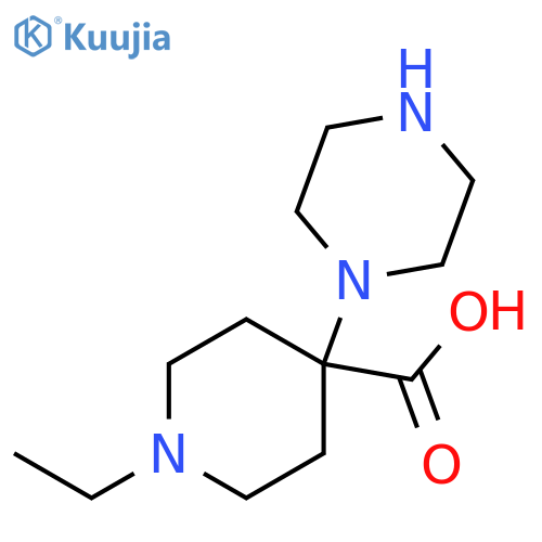 4-Piperidinecarboxylic acid, 1-ethyl-4-(1-piperazinyl)- structure