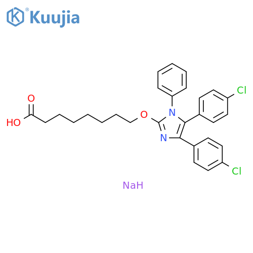 Octanoic acid, 8-[[4,5-bis(4-chlorophenyl)-1-phenyl-1H-imidazol-2-yl]oxy]-, sodium salt (1:1) structure