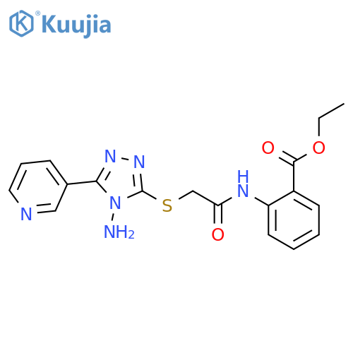 ethyl 2-(2-{4-amino-5-(pyridin-3-yl)-4H-1,2,4-triazol-3-ylsulfanyl}acetamido)benzoate structure