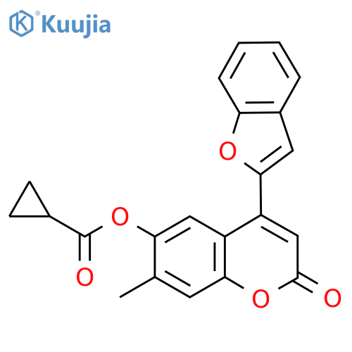 4-(1-benzofuran-2-yl)-7-methyl-2-oxo-2H-chromen-6-yl cyclopropanecarboxylate structure