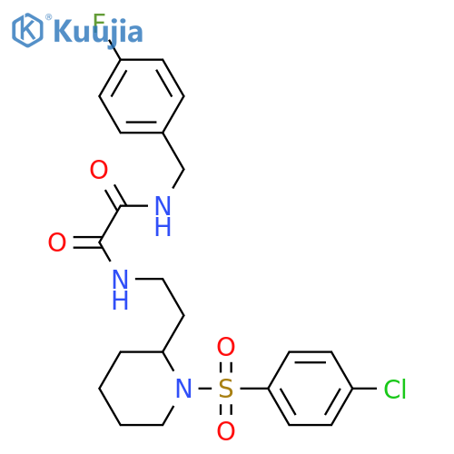 N-{2-1-(4-chlorobenzenesulfonyl)piperidin-2-ylethyl}-N'-(4-fluorophenyl)methylethanediamide structure