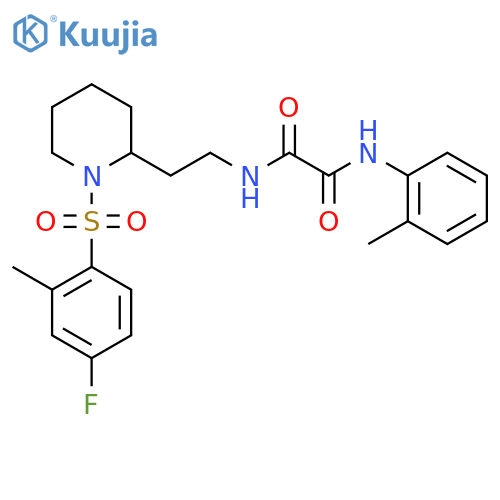 N-{2-1-(4-fluoro-2-methylbenzenesulfonyl)piperidin-2-ylethyl}-N'-(2-methylphenyl)ethanediamide structure