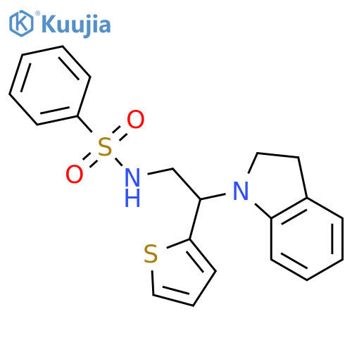 N-2-(2,3-dihydro-1H-indol-1-yl)-2-(thiophen-2-yl)ethylbenzenesulfonamide structure