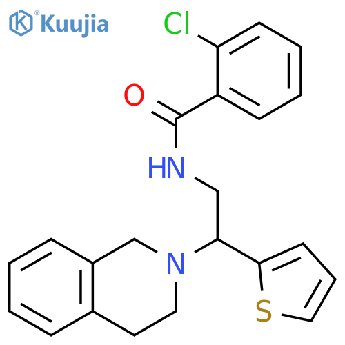 2-chloro-N-2-(1,2,3,4-tetrahydroisoquinolin-2-yl)-2-(thiophen-2-yl)ethylbenzamide structure