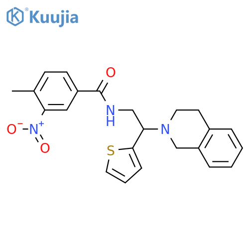 4-methyl-3-nitro-N-2-(1,2,3,4-tetrahydroisoquinolin-2-yl)-2-(thiophen-2-yl)ethylbenzamide structure