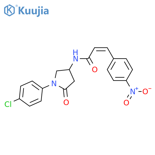 (2Z)-N-1-(4-chlorophenyl)-5-oxopyrrolidin-3-yl-3-(4-nitrophenyl)prop-2-enamide structure