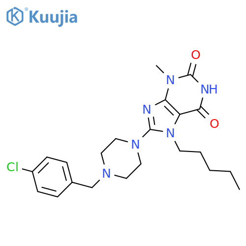 8-{4-(4-chlorophenyl)methylpiperazin-1-yl}-3-methyl-7-pentyl-2,3,6,7-tetrahydro-1H-purine-2,6-dione structure