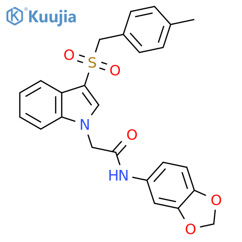N-(2H-1,3-benzodioxol-5-yl)-2-{3-(4-methylphenyl)methanesulfonyl-1H-indol-1-yl}acetamide structure