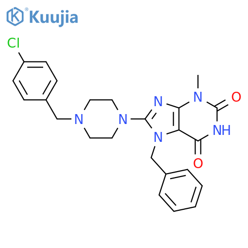 7-benzyl-8-{4-(4-chlorophenyl)methylpiperazin-1-yl}-3-methyl-2,3,6,7-tetrahydro-1H-purine-2,6-dione structure