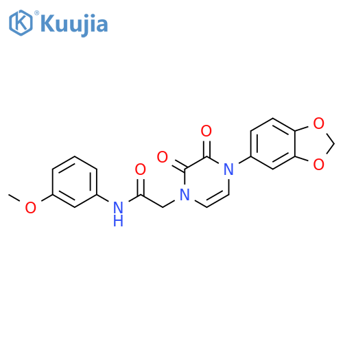 2-4-(2H-1,3-benzodioxol-5-yl)-2,3-dioxo-1,2,3,4-tetrahydropyrazin-1-yl-N-(3-methoxyphenyl)acetamide structure