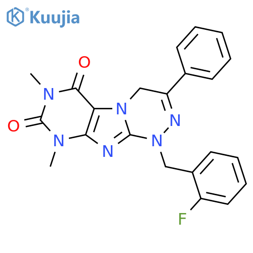1-(2-fluorophenyl)methyl-7,9-dimethyl-3-phenyl-1H,4H,6H,7H,8H,9H-1,2,4triazino4,3-gpurine-6,8-dione structure