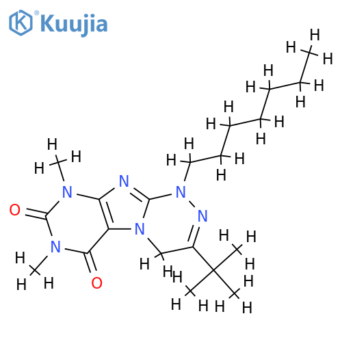 3-tert-butyl-1-heptyl-7,9-dimethyl-1H,4H,6H,7H,8H,9H-1,2,4triazino4,3-gpurine-6,8-dione structure