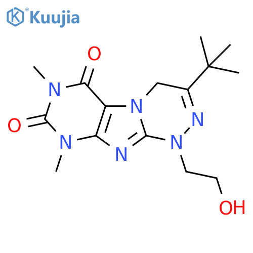 3-tert-butyl-1-(2-hydroxyethyl)-7,9-dimethyl-1H,4H,6H,7H,8H,9H-1,2,4triazino4,3-gpurine-6,8-dione structure