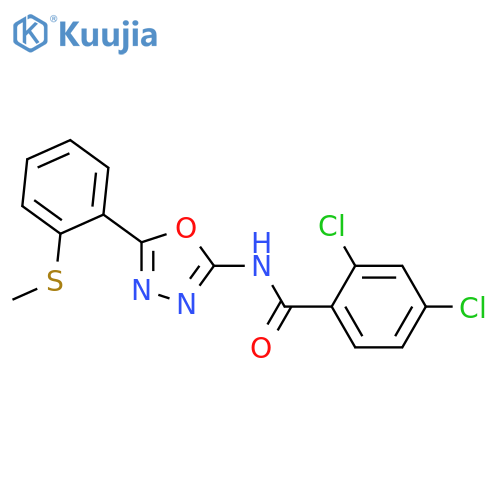 2,4-dichloro-N-{5-2-(methylsulfanyl)phenyl-1,3,4-oxadiazol-2-yl}benzamide structure