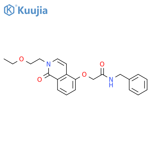 N-benzyl-2-{2-(2-ethoxyethyl)-1-oxo-1,2-dihydroisoquinolin-5-yloxy}acetamide structure