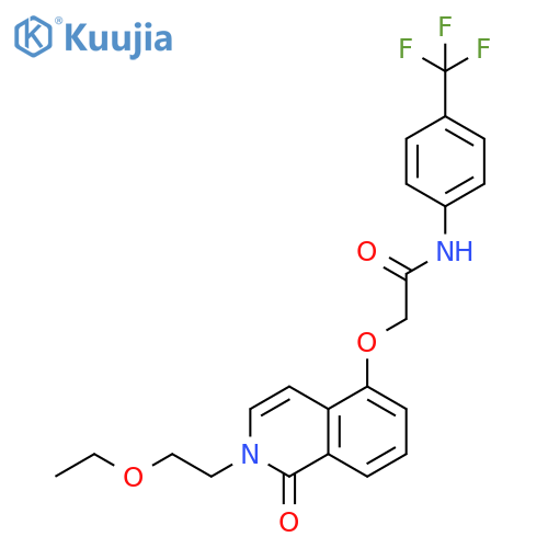 2-{2-(2-ethoxyethyl)-1-oxo-1,2-dihydroisoquinolin-5-yloxy}-N-4-(trifluoromethyl)phenylacetamide structure