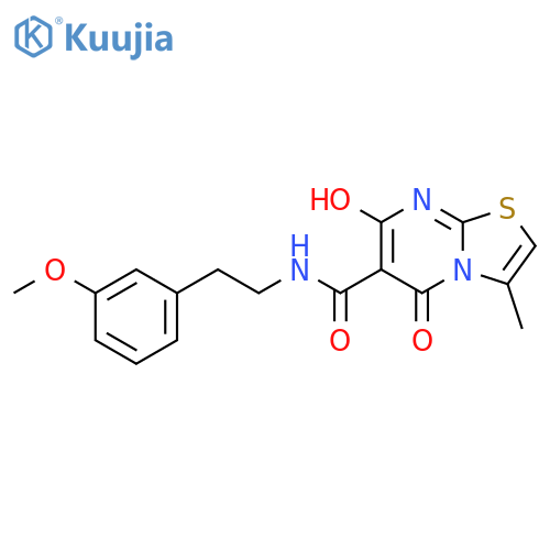 7-hydroxy-N-2-(3-methoxyphenyl)ethyl-3-methyl-5-oxo-5H-1,3thiazolo3,2-apyrimidine-6-carboxamide structure