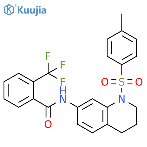 N-1-(4-methylbenzenesulfonyl)-1,2,3,4-tetrahydroquinolin-7-yl-2-(trifluoromethyl)benzamide structure