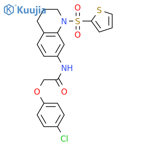 2-(4-chlorophenoxy)-N-1-(thiophene-2-sulfonyl)-1,2,3,4-tetrahydroquinolin-7-ylacetamide structure